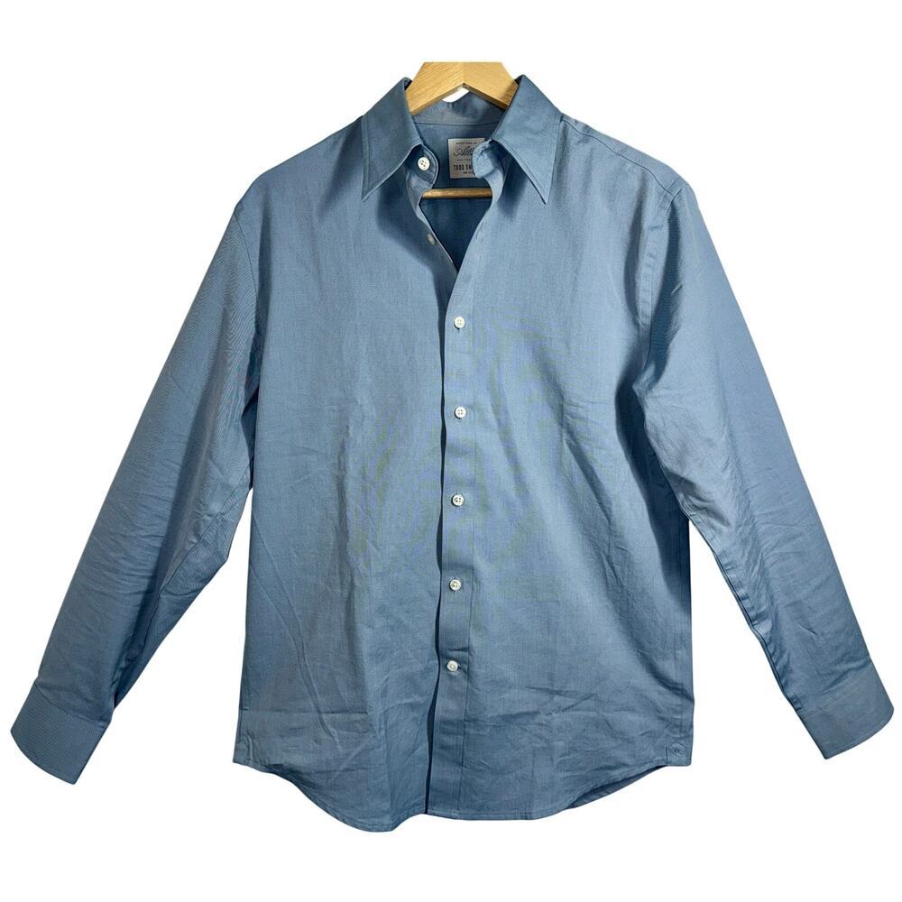 NWT Todd Snyder Twill Long Collar Dress Shirt Blue Denim 100% Cotton Men Size 15